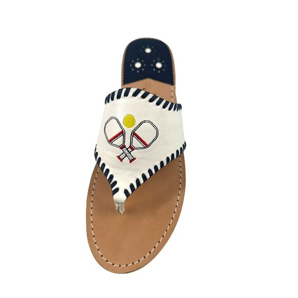 Jack Rogers "Pickleball" Whipstitch Embroidered Thong Sandals Size 11 M NWOB - Picture 5 of 10